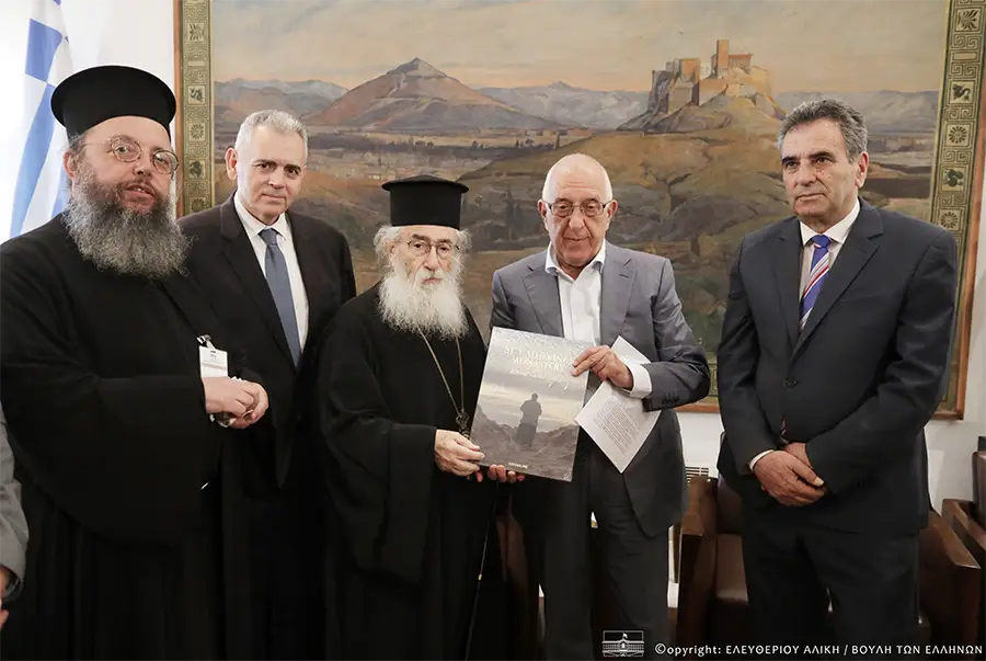 Συνάντηση Κακλαμάνη Αρχιεπίσκοπο Σινά, Φαράν και Ραϊθώ, κ. Δαμιανό