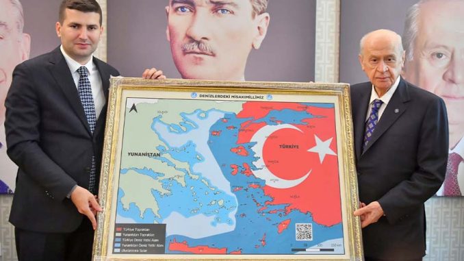 Χάρτης πρόκληση από τον Μπαχτσελί - Τουρκικά Αιγαίο-Δωδεκάνησα-Κρήτη